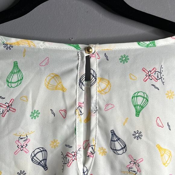 Glow Passion Cropped Blouse With Hot Air Balloon Print Size Large - Picture 5 of 7